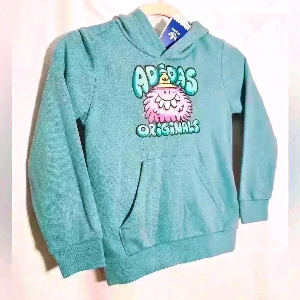 Girls Adidas Cute Fleece Hoodie Sweatshirt Cotton Blend w/Pocket XS